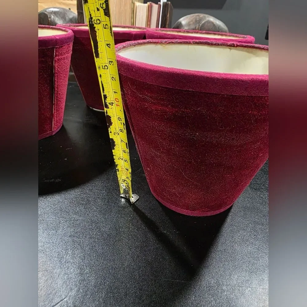Burgundy Raspberry Small Clip On Lampshade Set Of 4 Sz 5.5'H Velvet Fabric